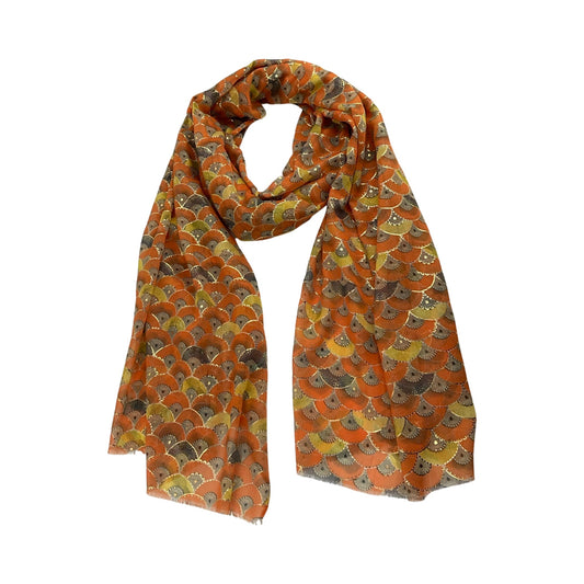 Blød Tørklæde i Viftemønster i Orange| MAS SELECTION