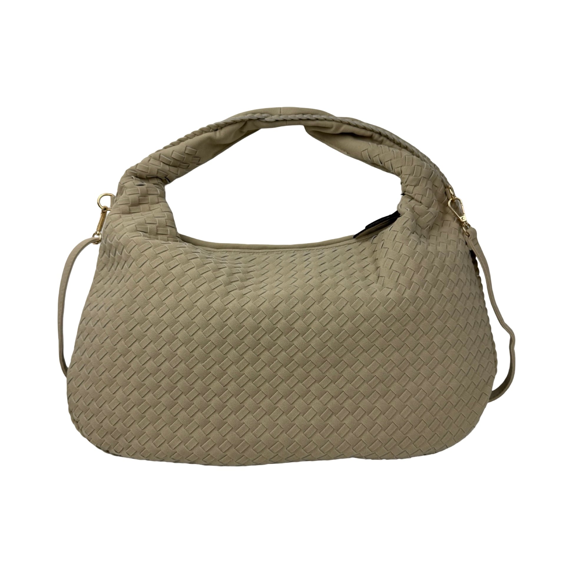 Anna Fake Suede Flettet Skuldertaske Beige | MAS SELECTION