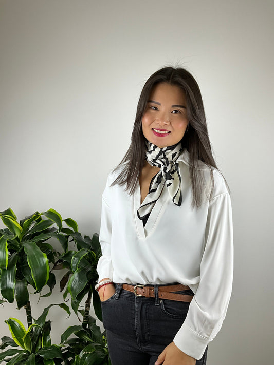 Zebra Print Satin Tørklæde Hvid | MAS SELECTION