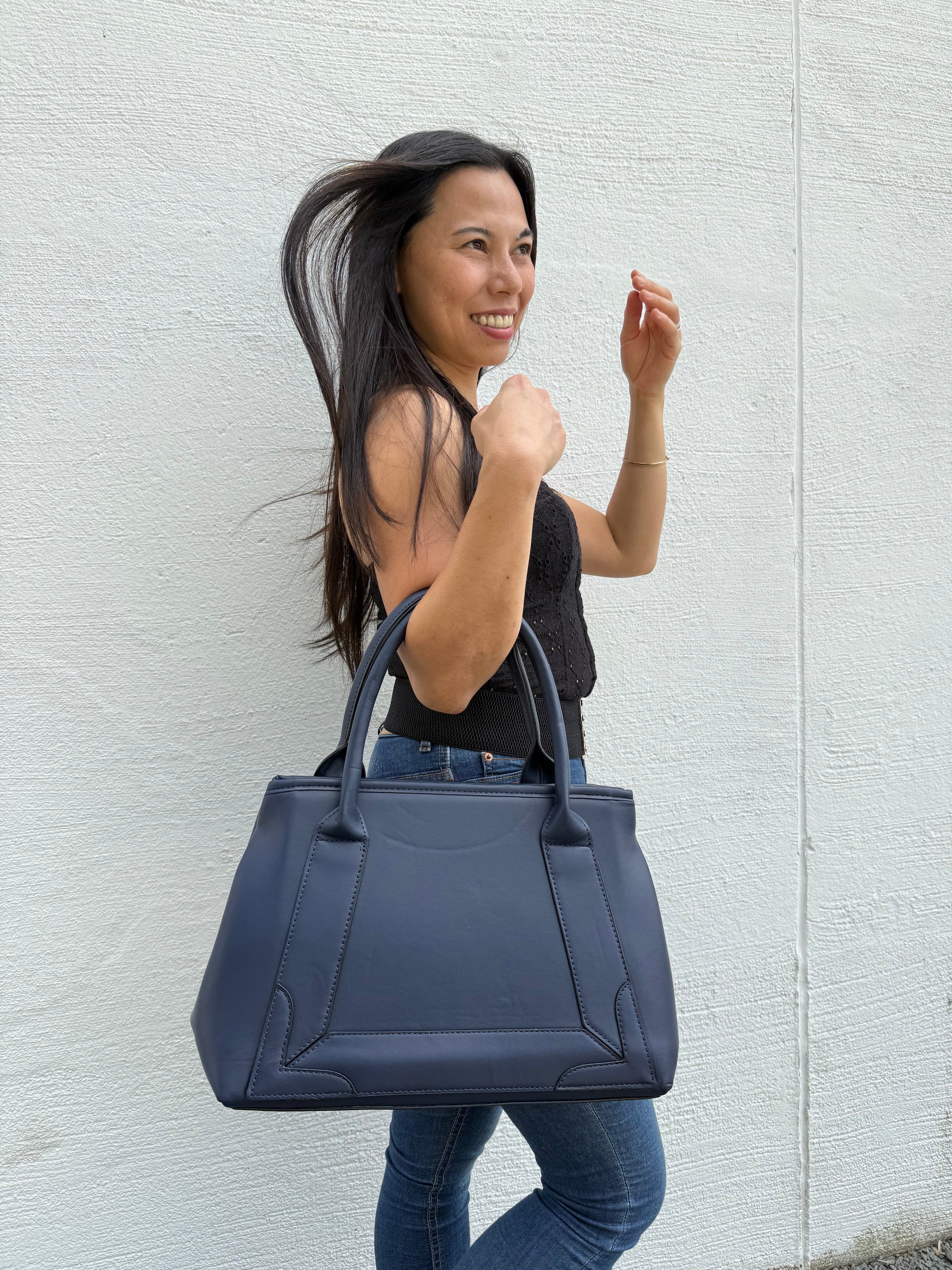 Cecilie Store Håndtaske Mørkeblå | MAS SELECTION