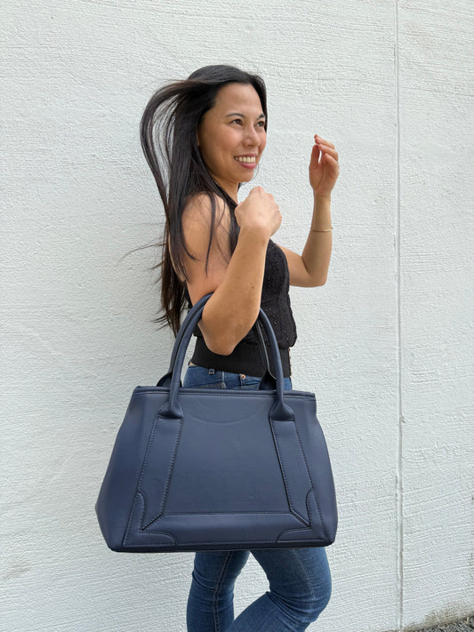 Cecilie Store Håndtaske Mørkeblå | MAS SELECTION