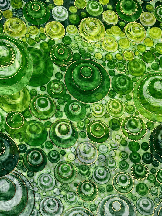 Blød Tørklæde i Cirklemønster i Grøn| MAS SELECTION