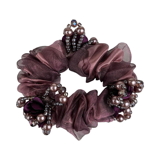 Blomster og Stendecoreret Scrunchie Lilla| MAS SELECTION