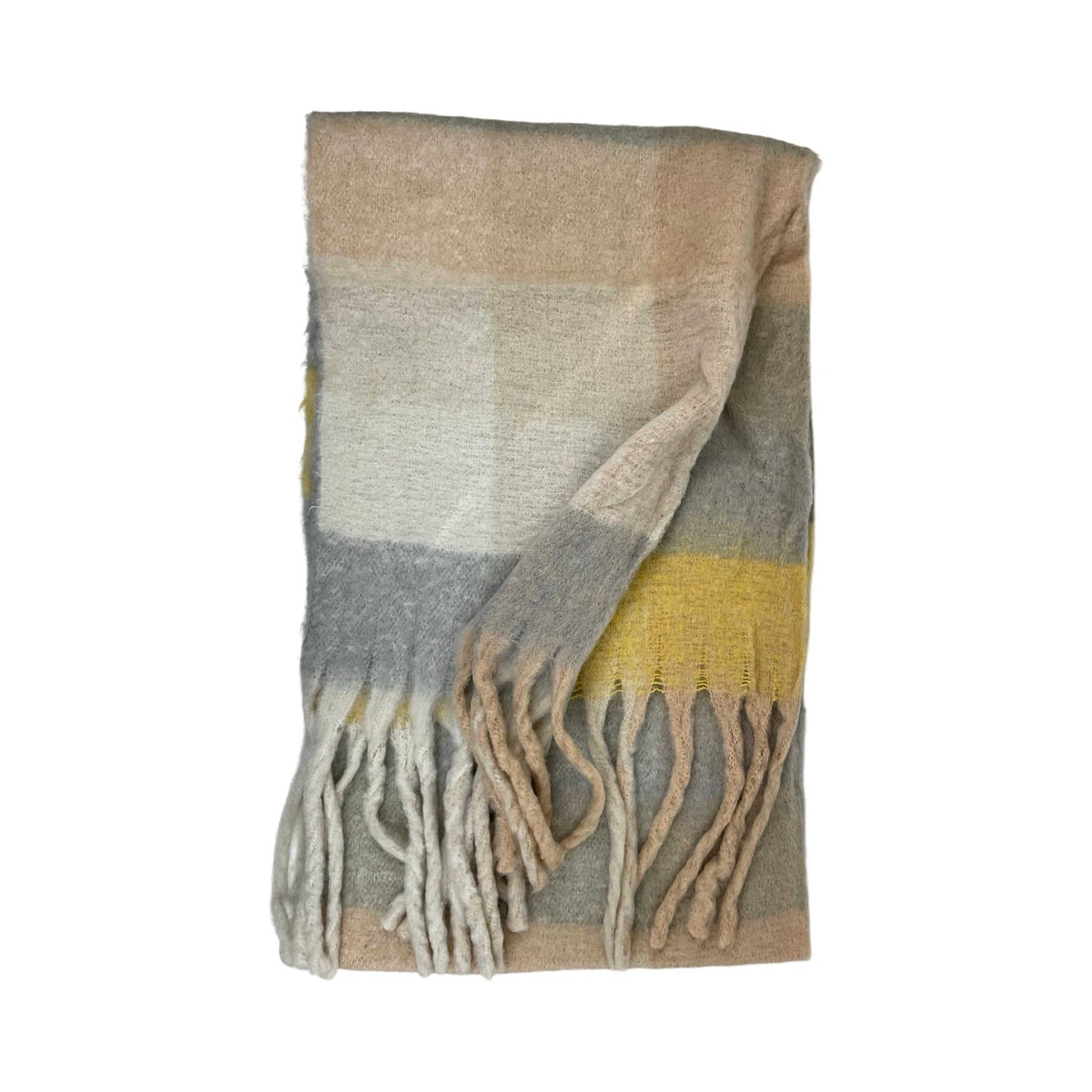 Stor Check Vintertørklæde Creme| MAS SELECTION