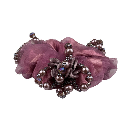 Blomster og Stendecoreret Scrunchie Lyselilla| MAS SELECTION