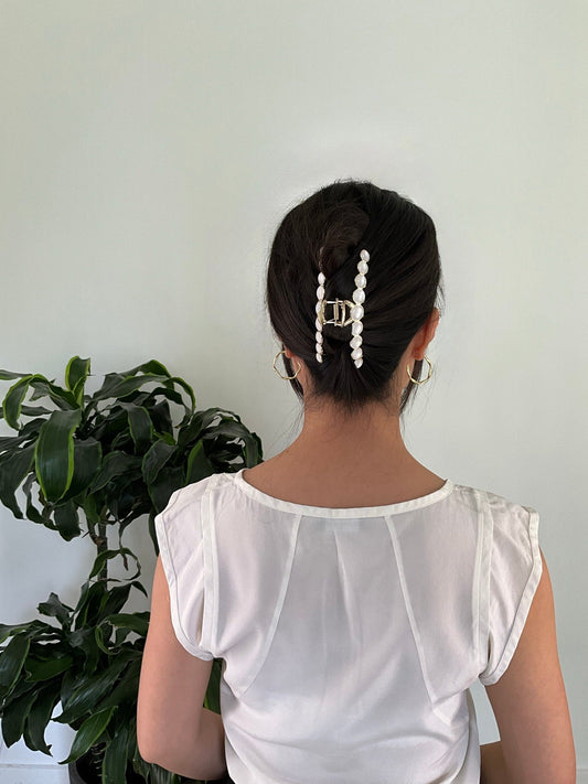 Hvid Sten Hårklemme i Metal | MAS SELECTION