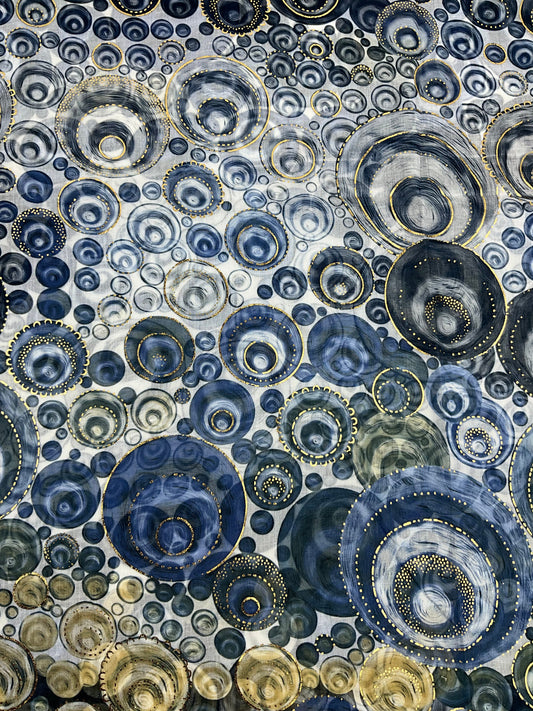 Blød Tørklæde i Cirklemønster i Blå| MAS SELECTION