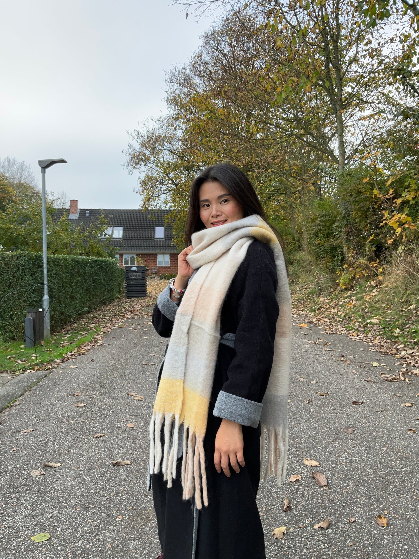 Stor Check Vintertørklæde Brun | MAS SELECTION