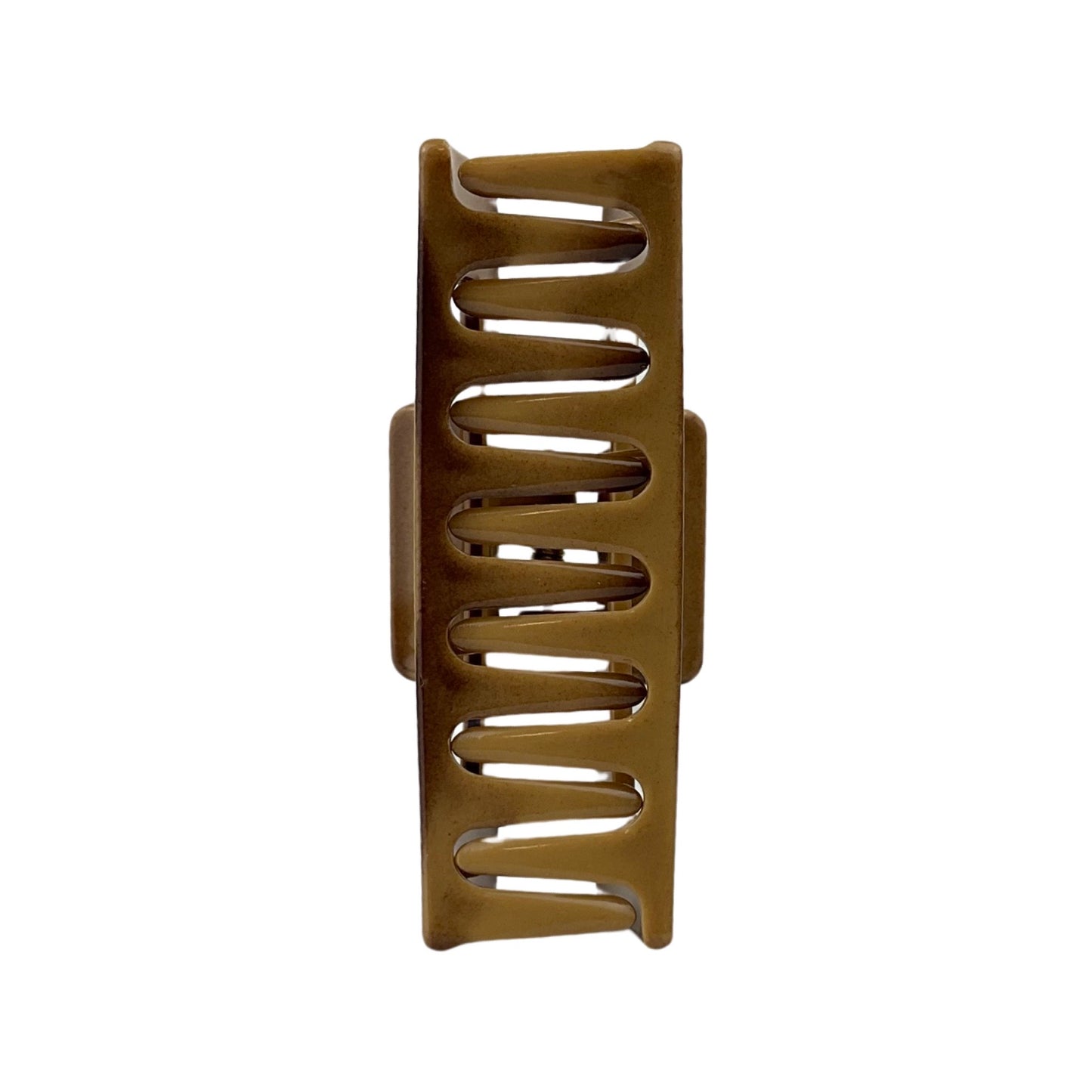 Medium Hårklemme Rektangel Design Beige og Brun