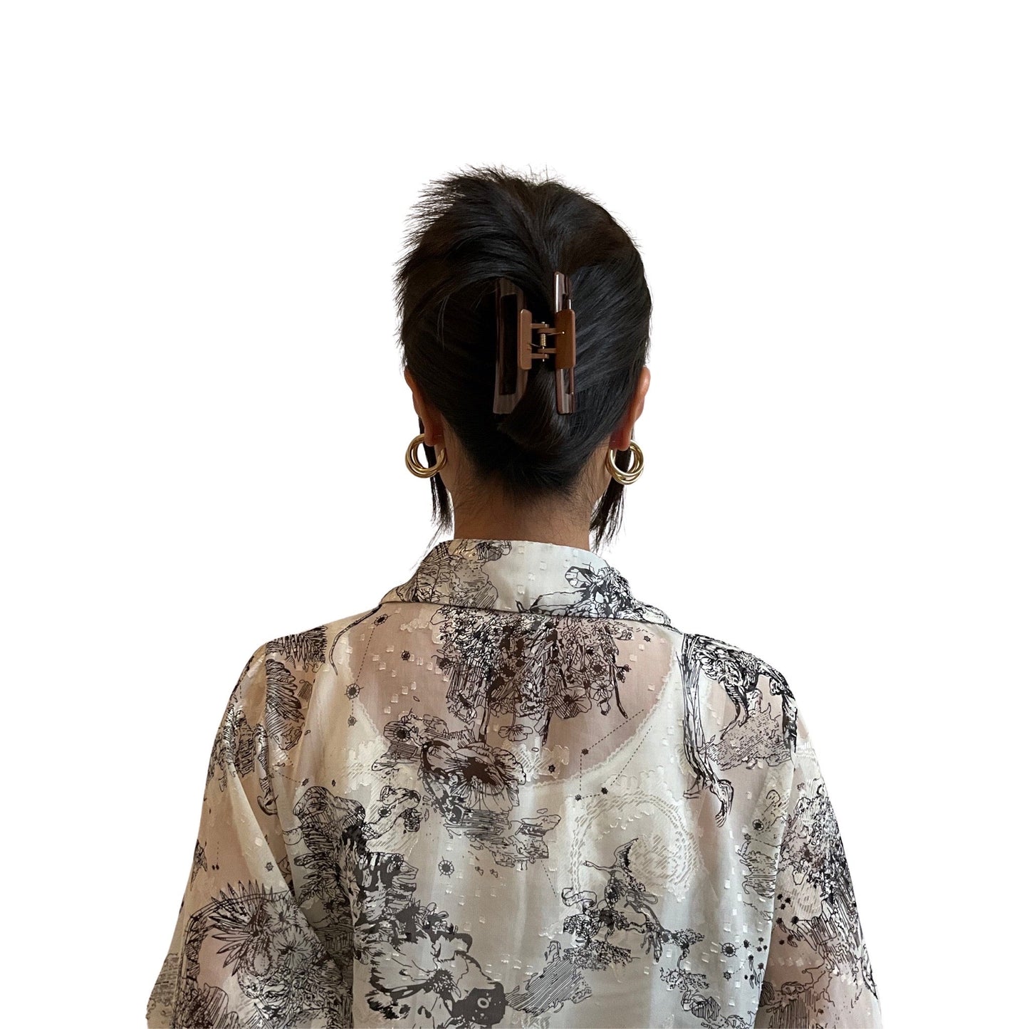 Medium Hårklemme Rektangel Design Brun | MAS SELECTION