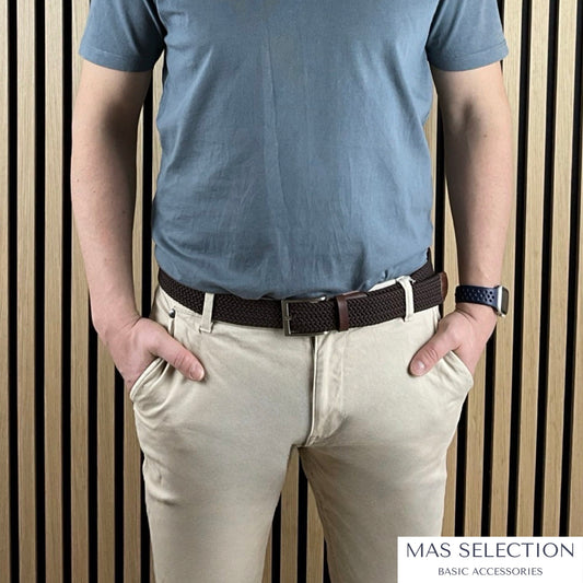 Flettet elastik bælte mørkebrun| MAS SELECTION