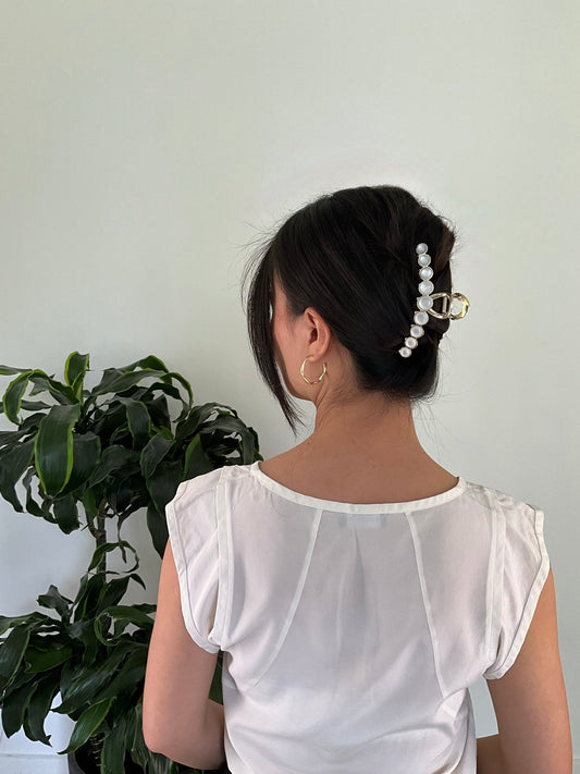 Hvid Sten Hårklemme i Metal| MAS SELECTION