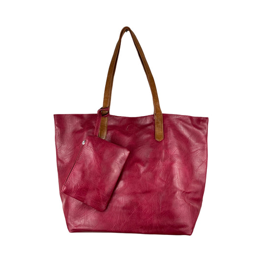 Veronica 3-i-1 shopper taske i rød set forfra – elegant og rummelig design