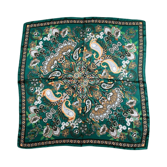 Blomster Satin Tørklæde Grøn| MAS SELECTION