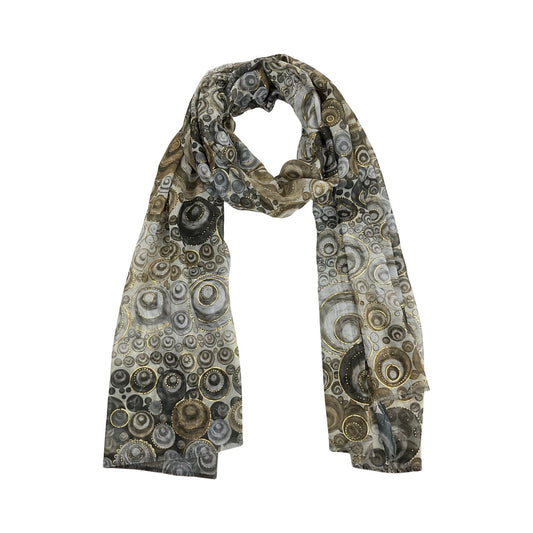 Blød Tørklæde i Cirklemønster i Brun| MAS SELECTION