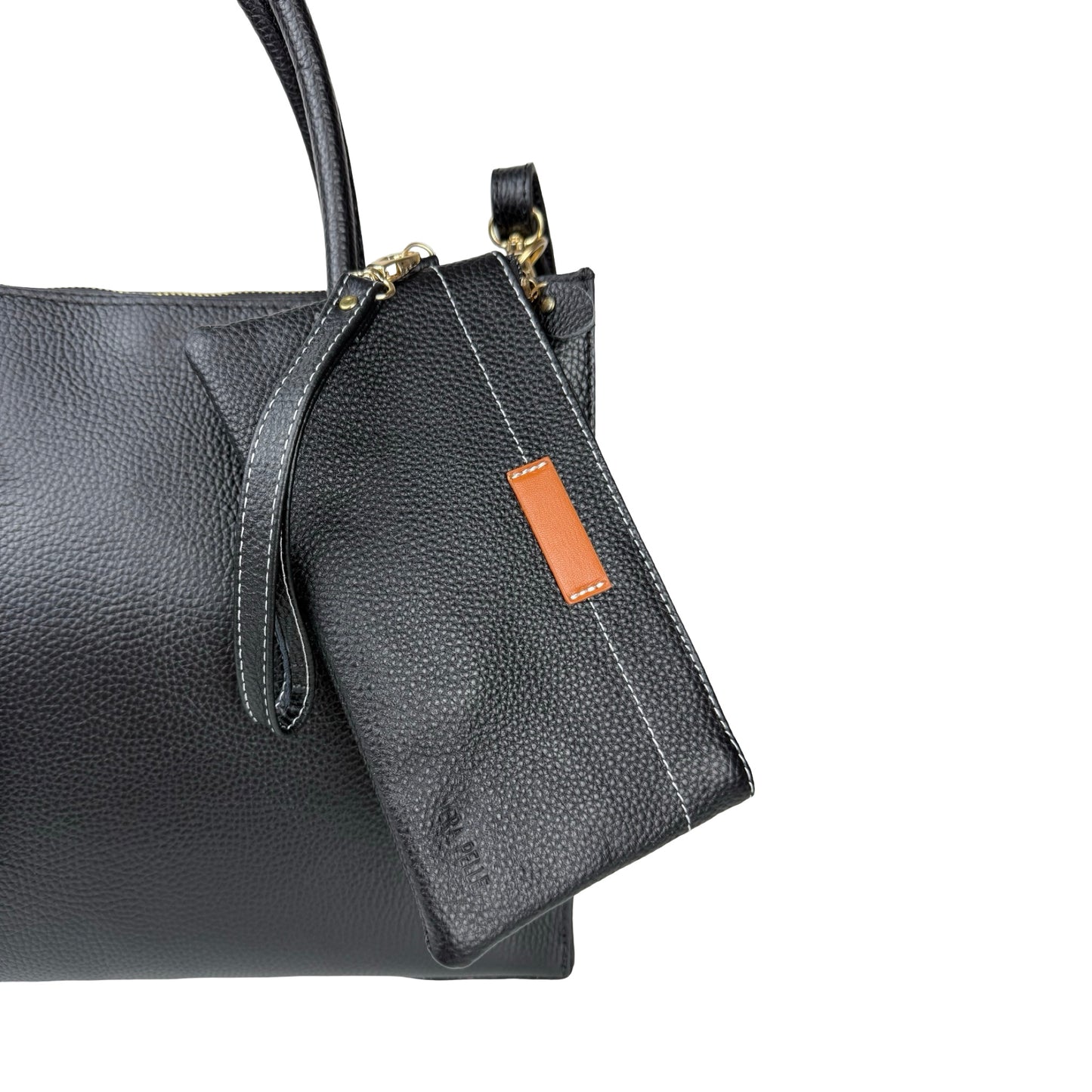 Ægte Læder Clutch i Sort