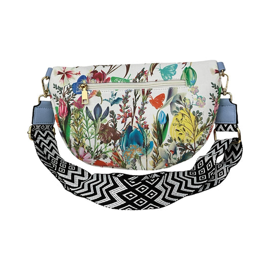 Blomstret Bæltetaske med Lyseblå Detaljer| MAS SELECTION