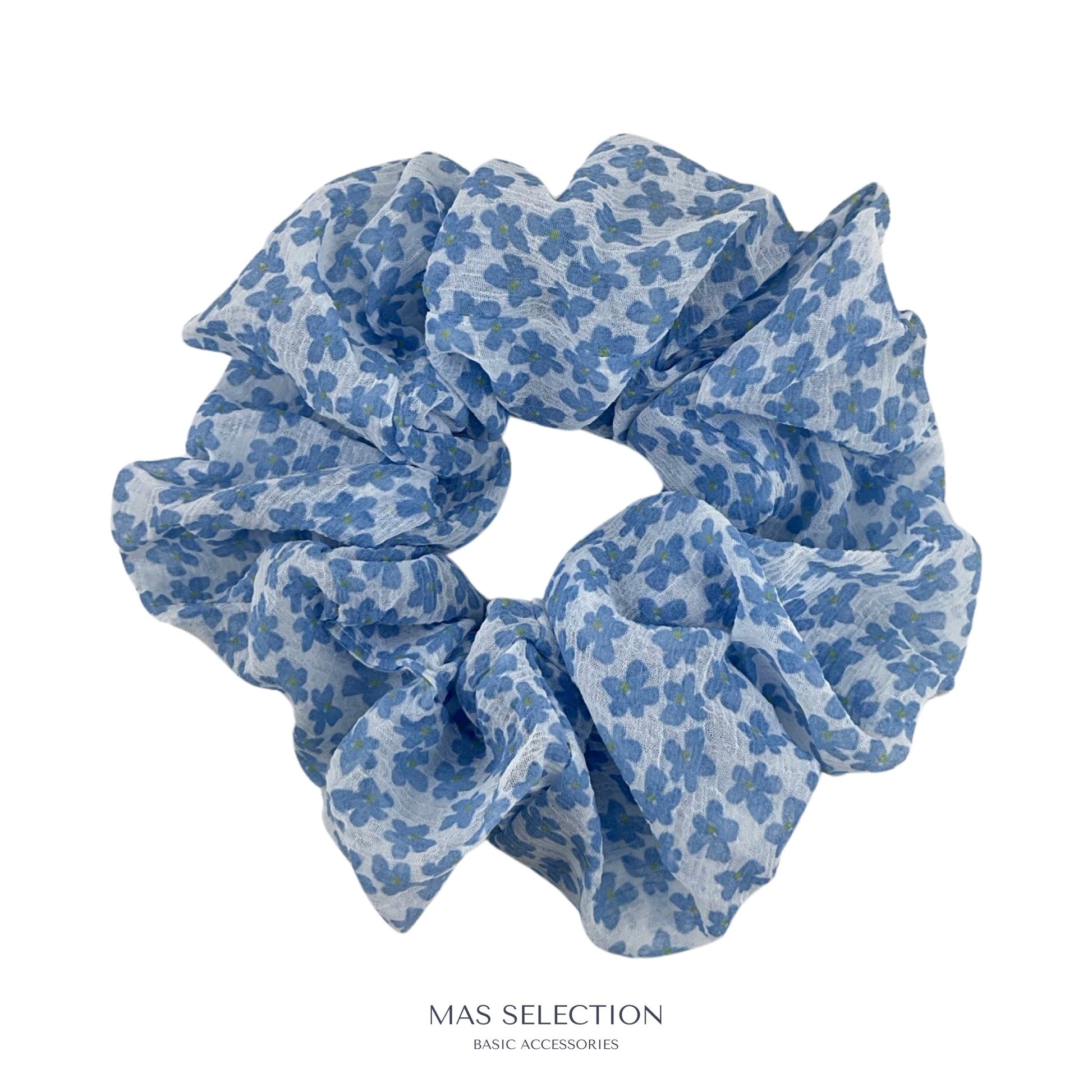 Stor Scrunchie Blomsterprint Blå| MAS SELECTION