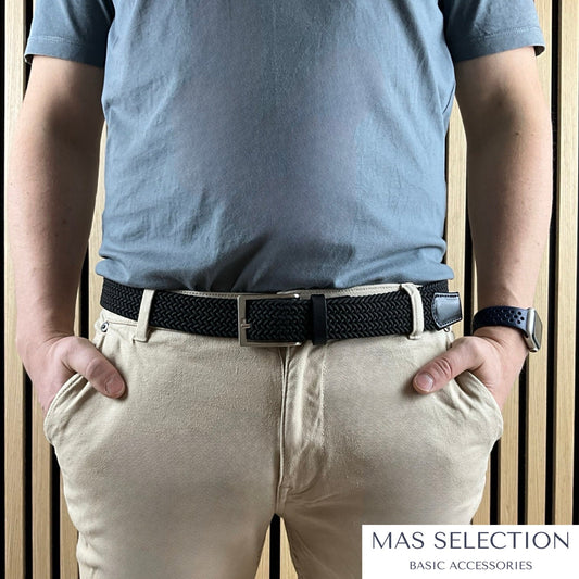 Flettet elastik bælte sort| MAS SELECTION