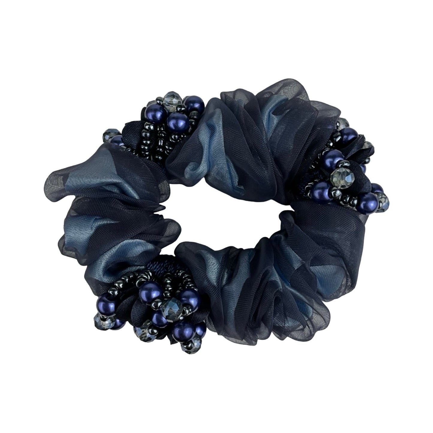 Blomster og Stendecoreret Scrunchie Blå| MAS SELECTION
