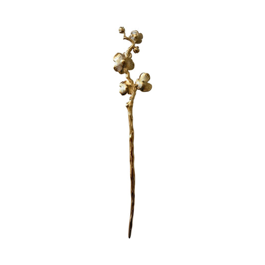 Guld Hårnål med Blomster- og Perledesign