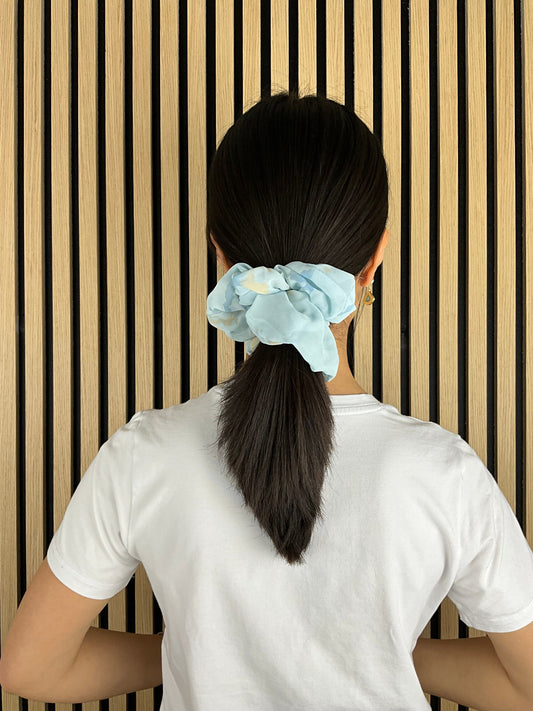 Satin Stor Scrunchie Mix af Farver Blå | MAS SELECTION