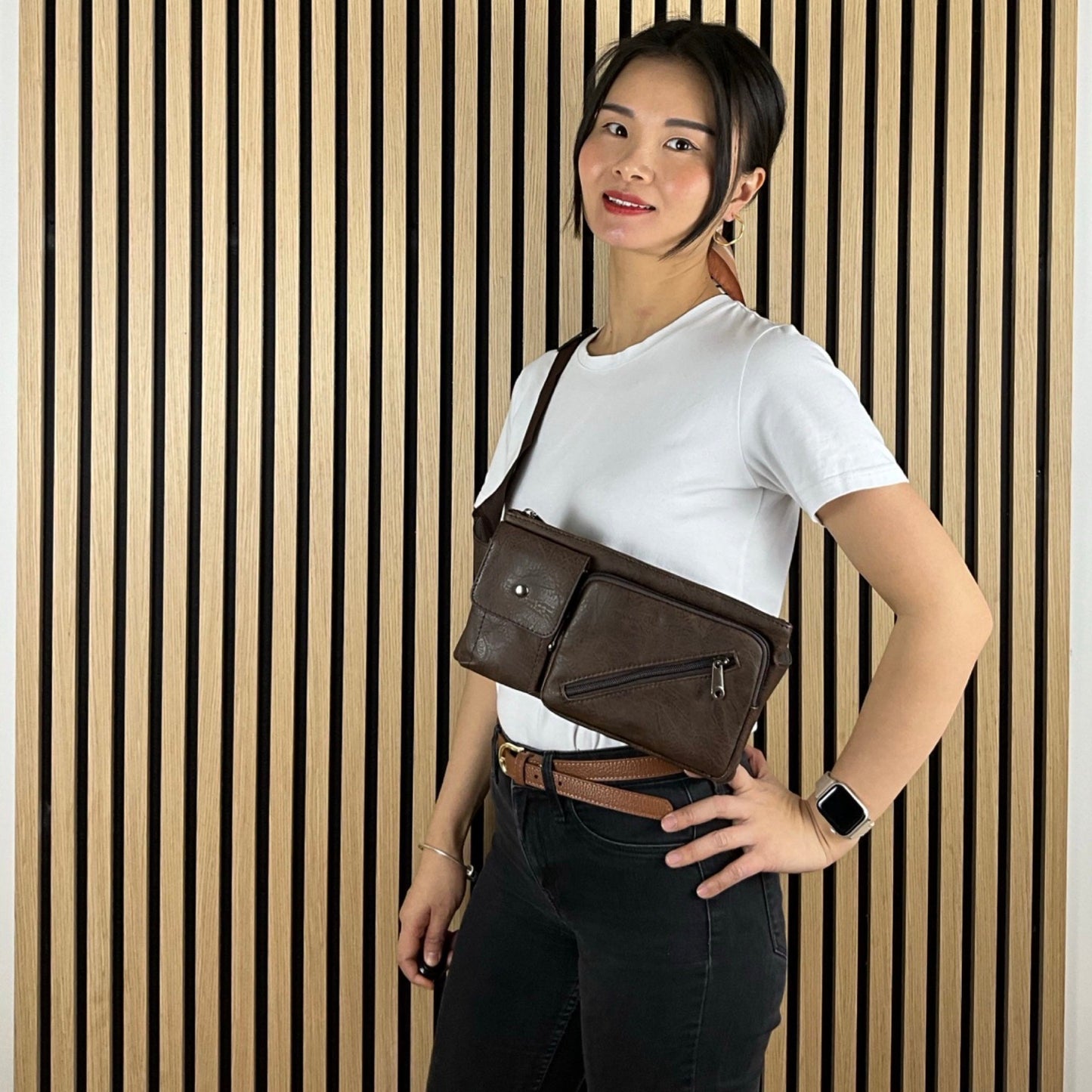 Multifunktionel Bæltetaske Mørkebrun| MAS SELECTION