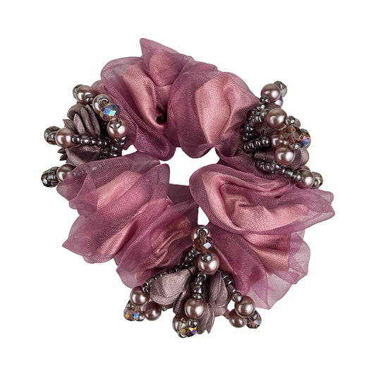 Blomster og Stendecoreret Scrunchie Lyselilla| MAS SELECTION