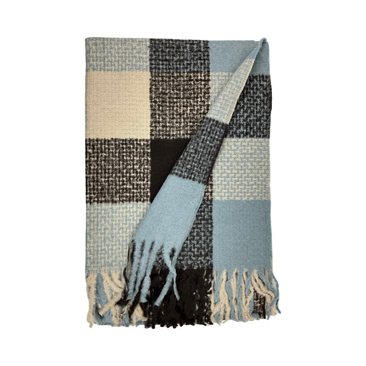 Check Tørklæde Lyseblå | MAS SELECTION