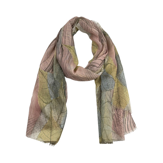 Blød Tørklæde i Bladmønster i Lyserød| MAS SELECTION