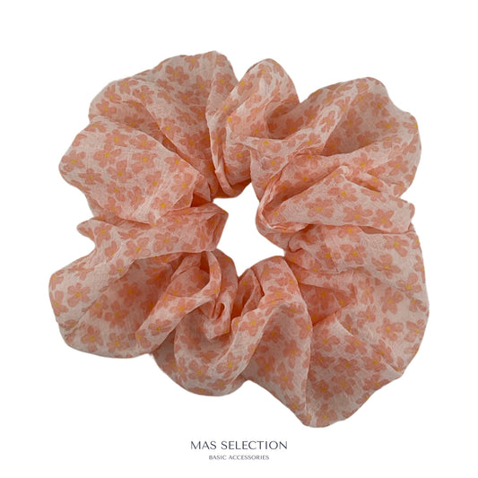 Stor Scrunchie Blomsterprint Orange| MAS SELECTION