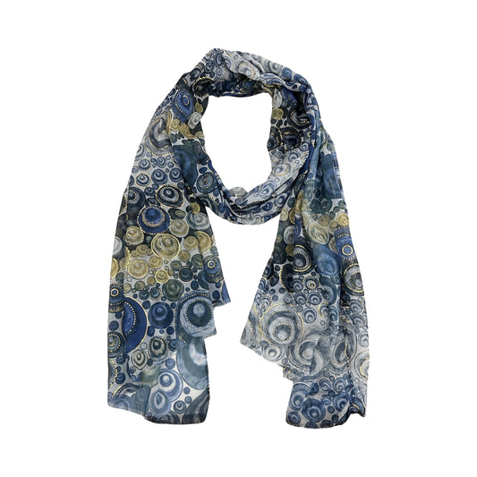 Blød Tørklæde i Cirklemønster i Blå| MAS SELECTION