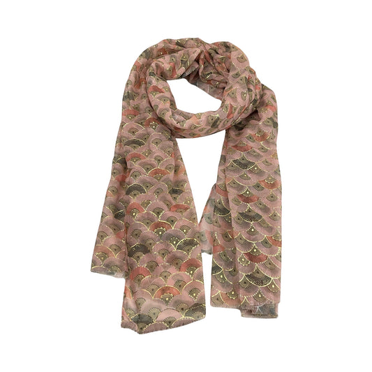 Blød Tørklæde i Viftemønster i Lyserød| MAS SELECTION