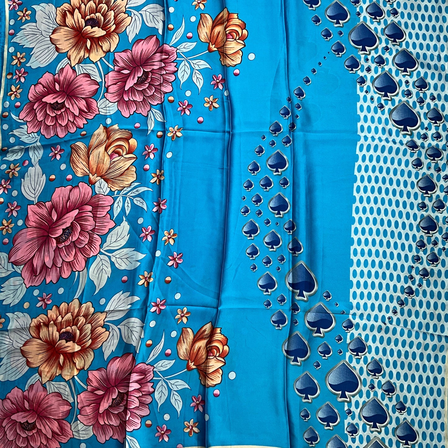 Satin Tørklæde i Blomstermønster i Blå| MAS SELECTION