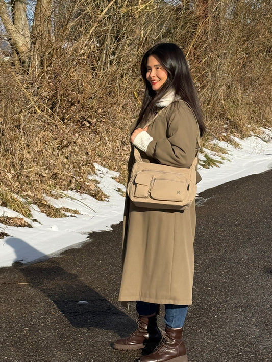 Amelie Skuldertaske i Kakhi | MAS SELECTION