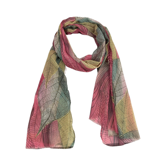 Blød Tørklæde i Bladmønster i Rød| MAS SELECTION