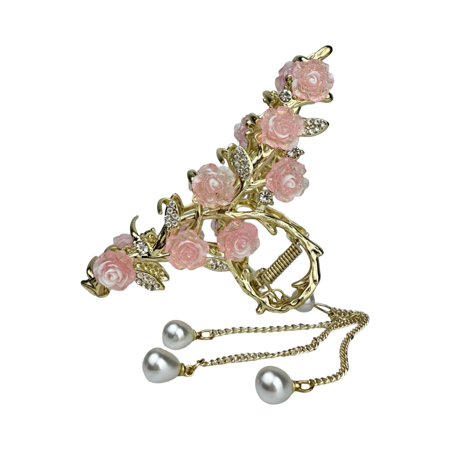 Elegant hårklemme med lyserød rose | MAS SELECTION