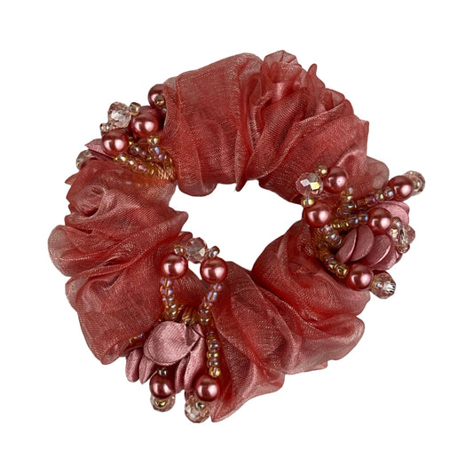 Blomster og Stendecoreret Scrunchie Lyserød| MAS SELECTION