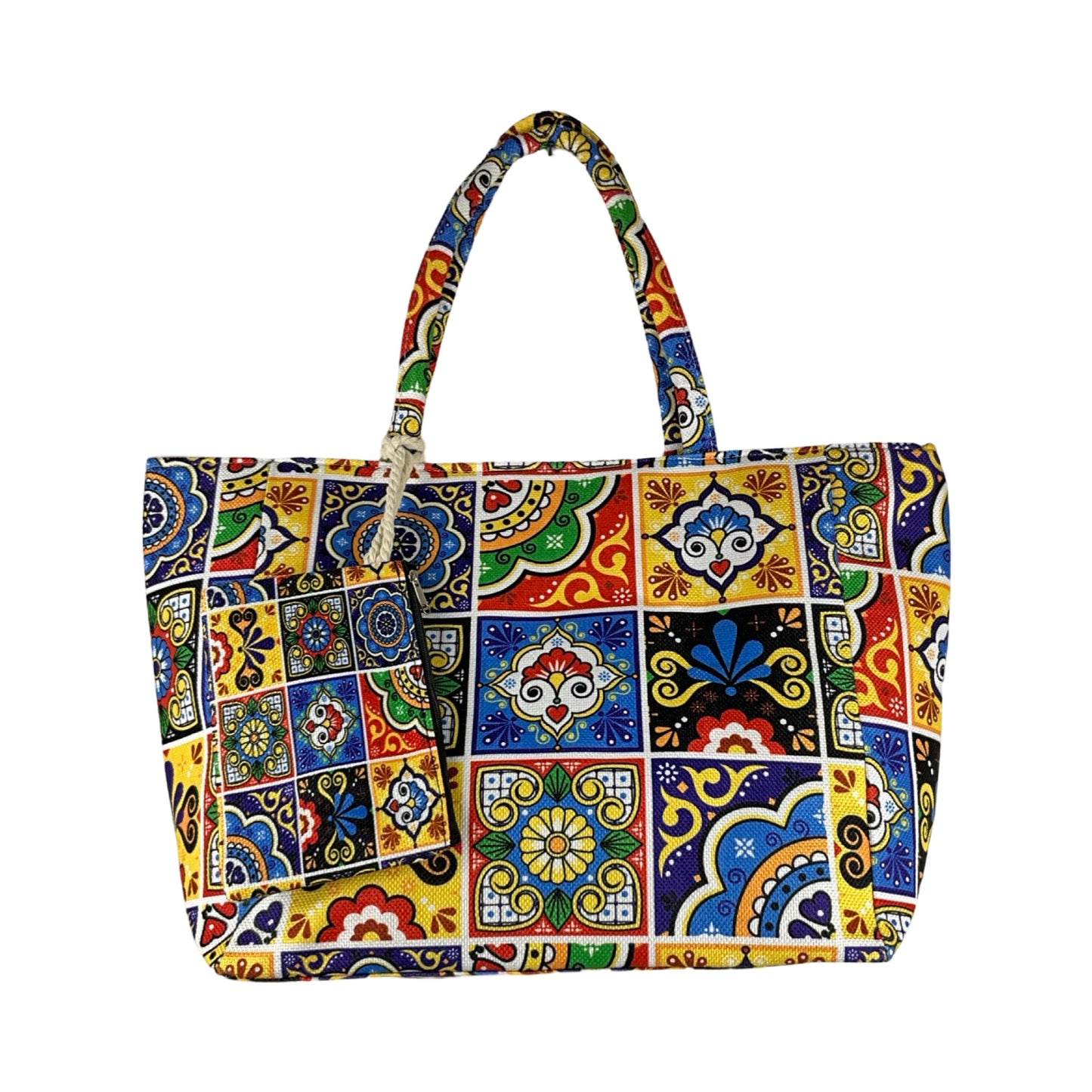 Mellemstor Shopper med Spraglet Print