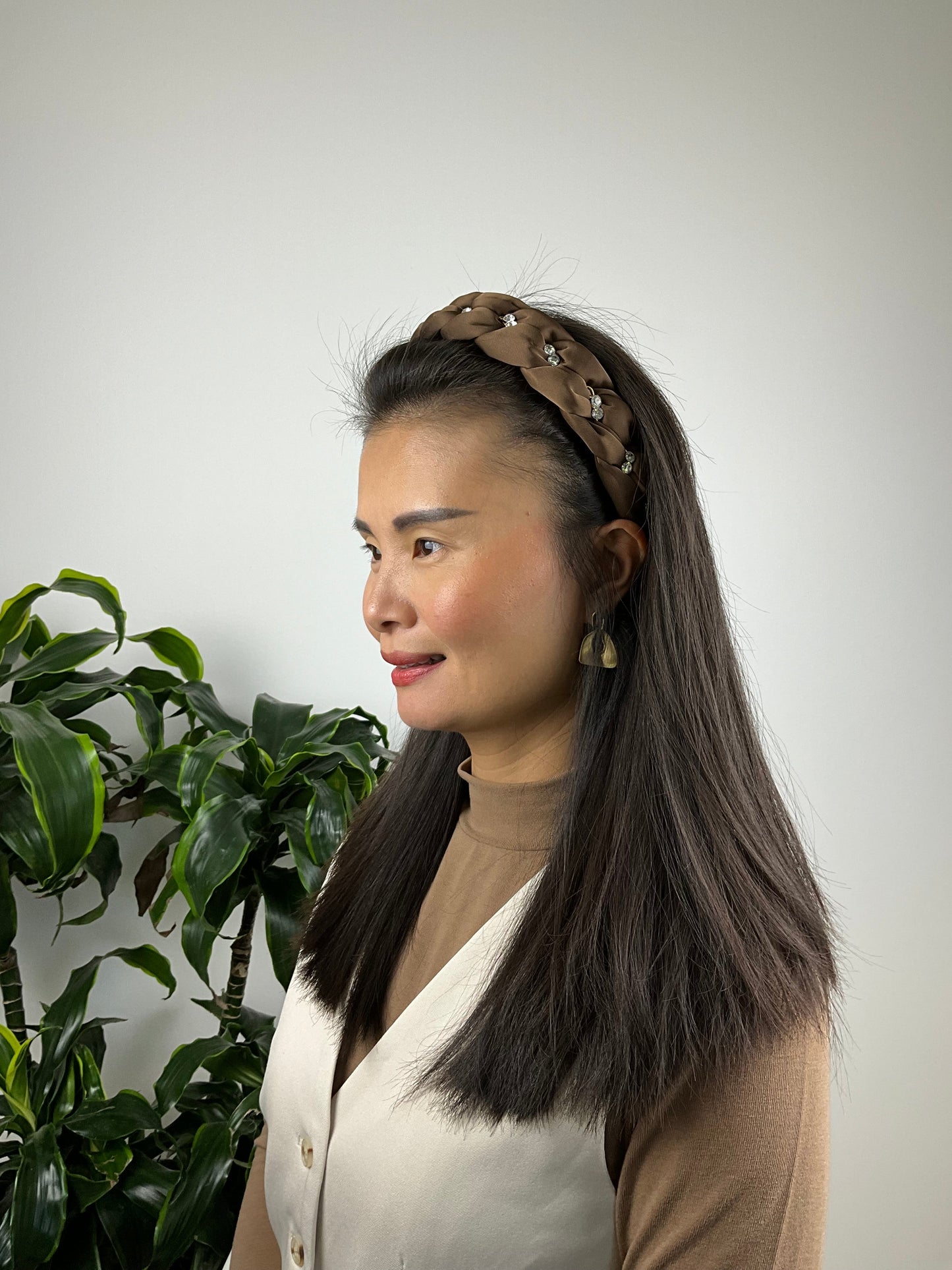 Hårbøjle med Diamant Mørkebrun| MAS SELECTION