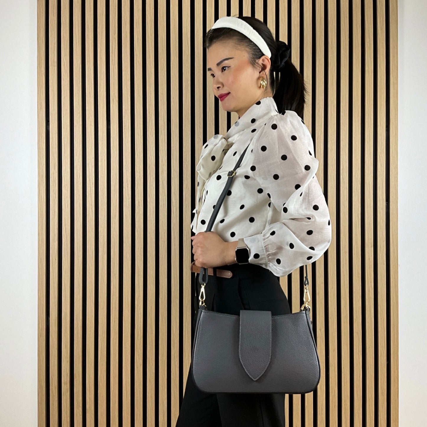 Evana Ægte Læder Taske Grå