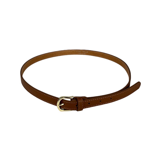 Klassisk ægte læderbælte brun tynd | MAS SELECTION
