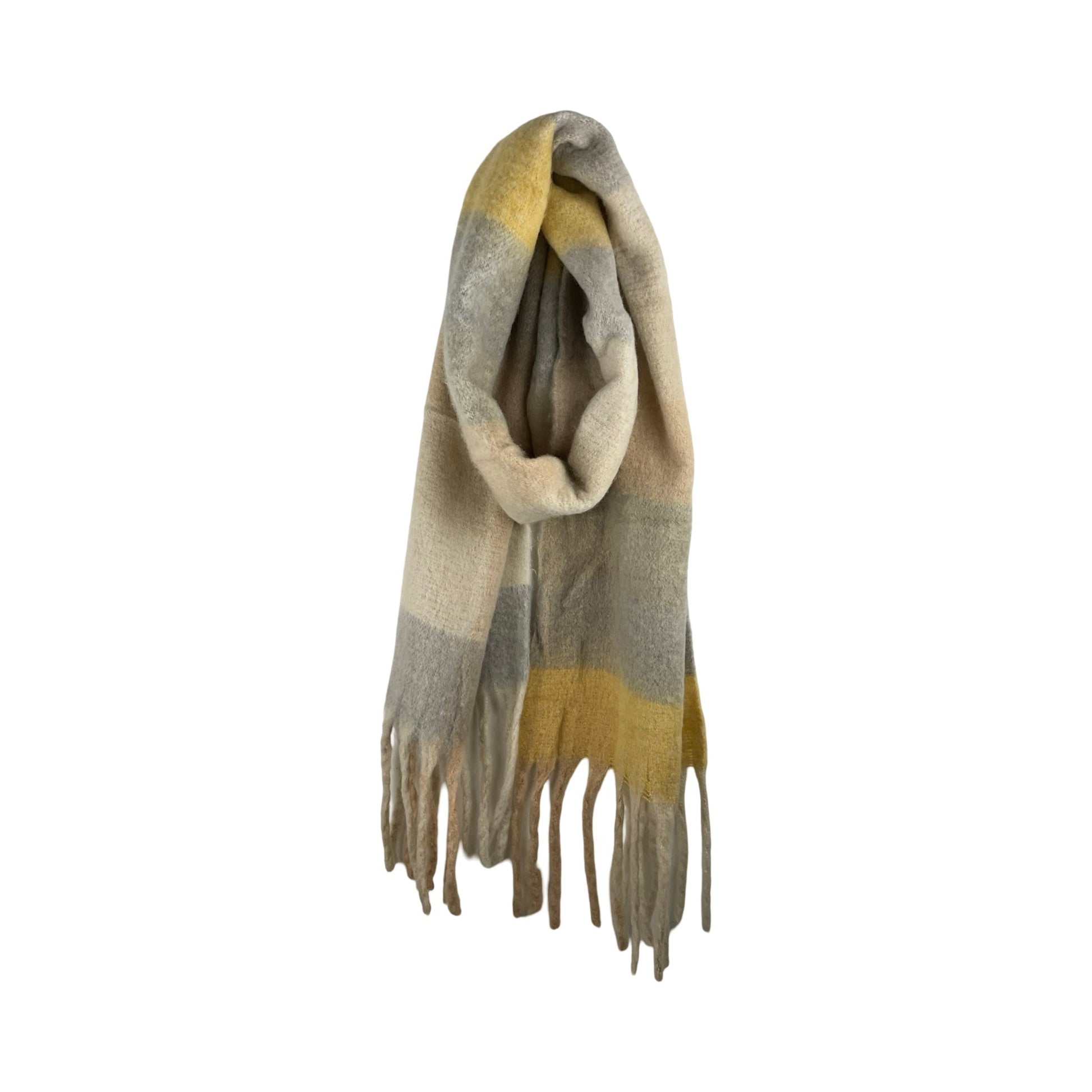 Stor Check Vintertørklæde Creme| MAS SELECTION