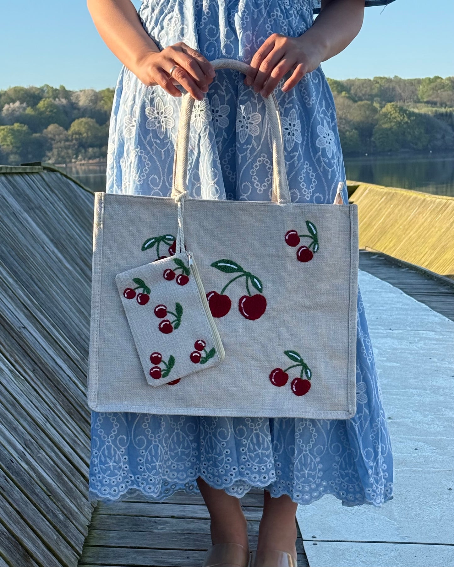 Kirsebær Shopper i Creme