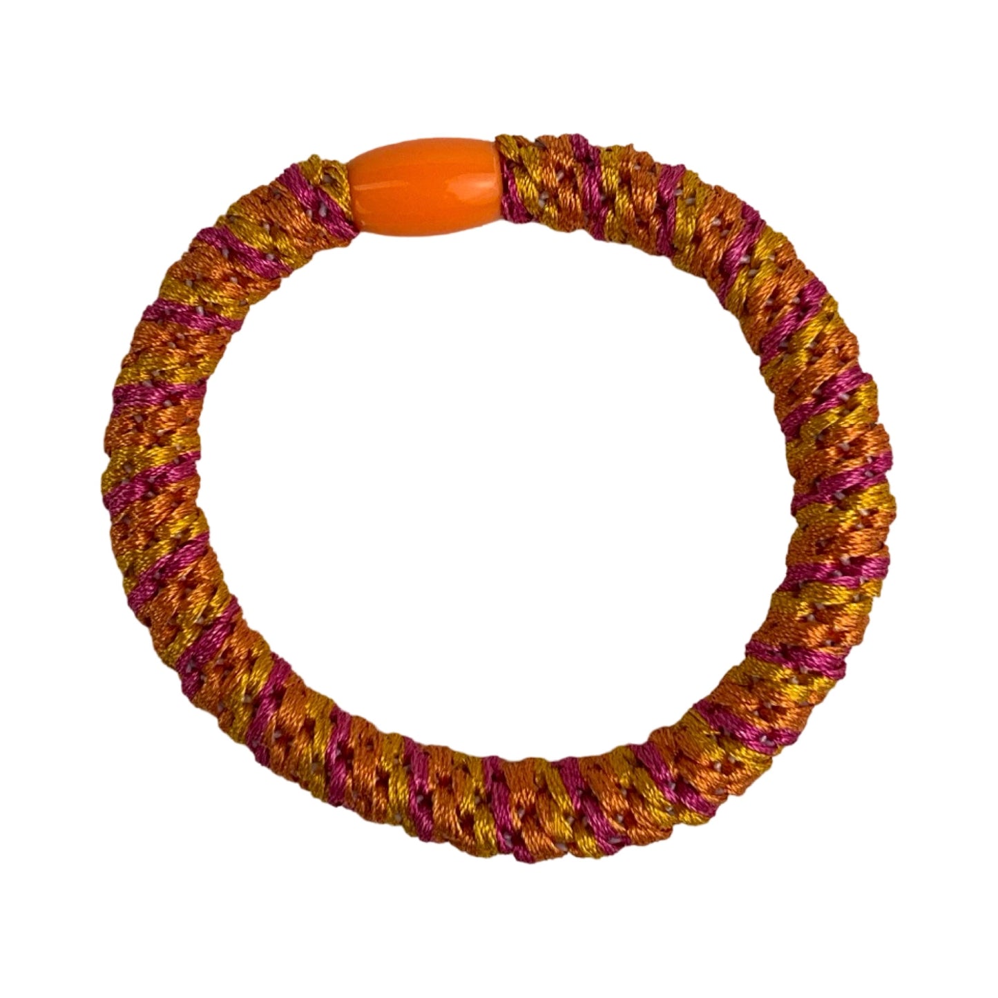 Strikket hårelastik orange med glimmer