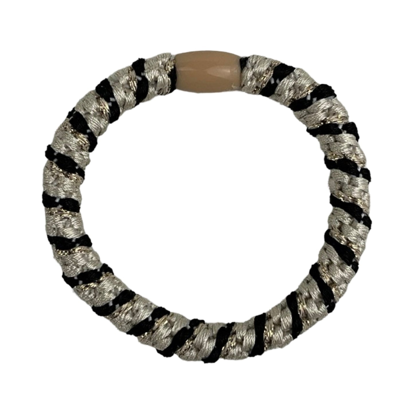 Strikket hårelastik sort og beige med glimmer| MAS SELECTION