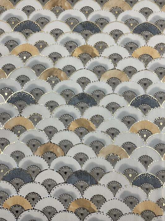 Blød Tørklæde i Viftemønster i Beige| MAS SELECTION