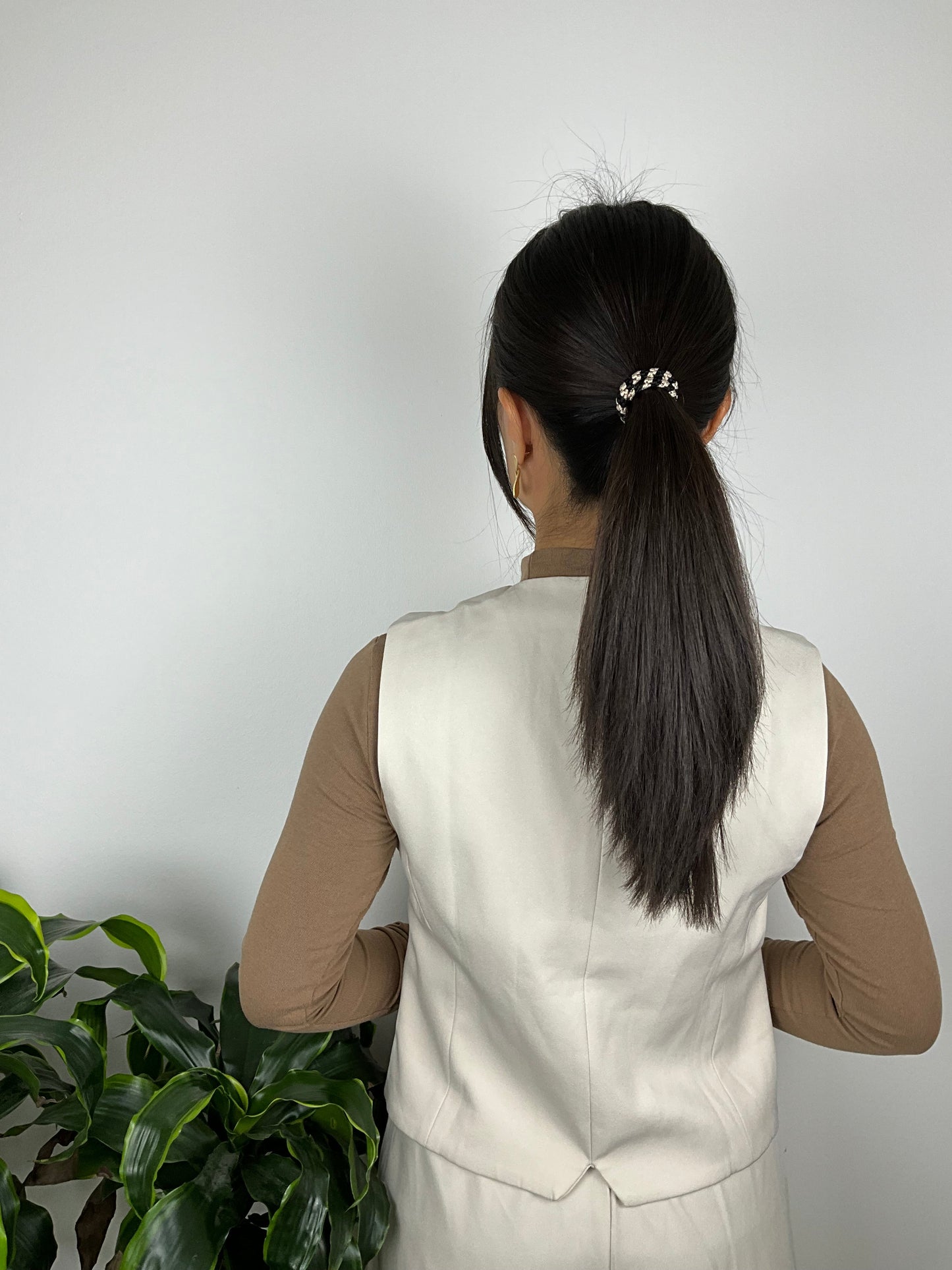 Strikket hårelastik sort med glimmer| MAS SELECTION