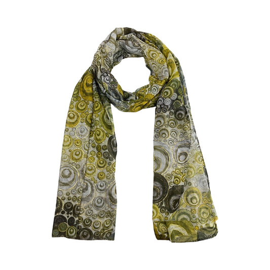 Blød Tørklæde i Cirklemønster i Gul og Brun| MAS SELECTION