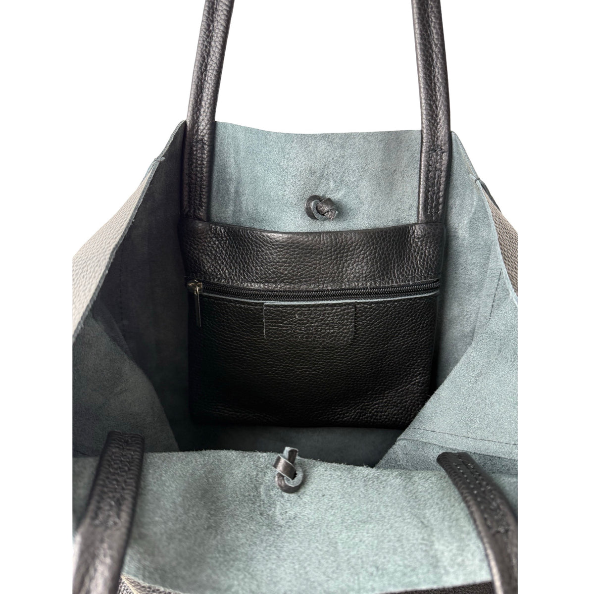 Minimalistisk Shopper i Ægte Læder Sort